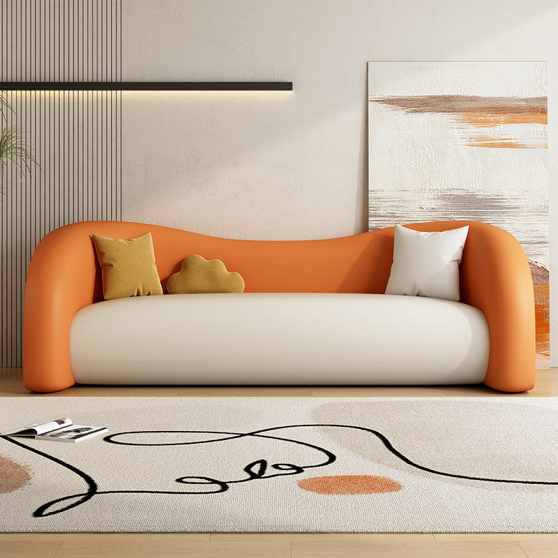 Accessible luxury curved sense of design lazy sofa beauty salon reception rest area bedroom living room fabric leather sofa