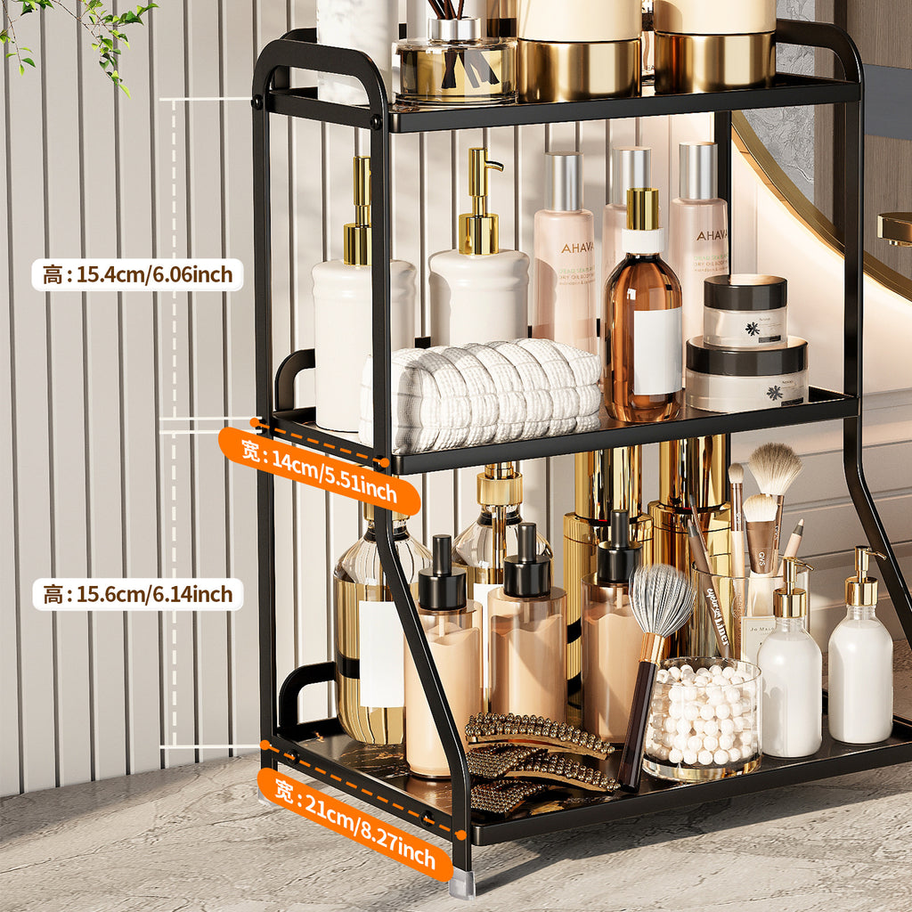 Cross-border cosmetics storage rack, stone pattern desktop skin care product shelf, bathroom dresser, perfume storage box.