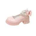 2025 new round-toe mary janes chunky heel sweet princess flats