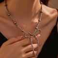 European and american cross-border jewelry amazon hot-selling bow necklace turquoise imitation pearl western cowboy style necklace