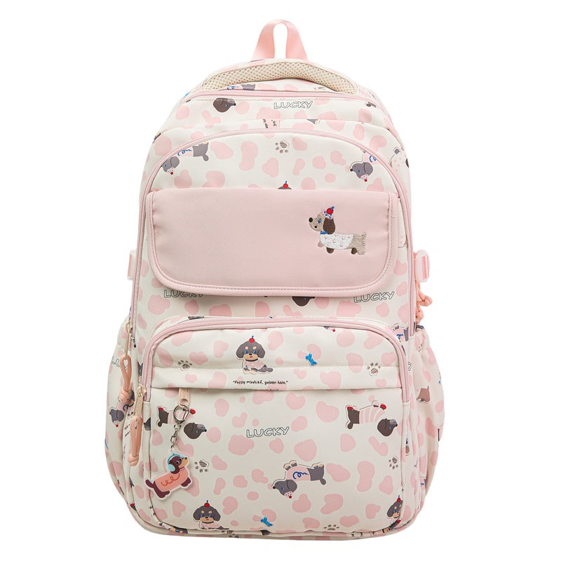 New girl student high-value schoolbag junior high school backpack primary school student printed high school student large-capacity backpack