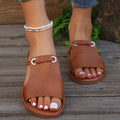 european and american export flat one-strap women's slippers, cross-border  new style, size 43 plus size women's summer beach sandals