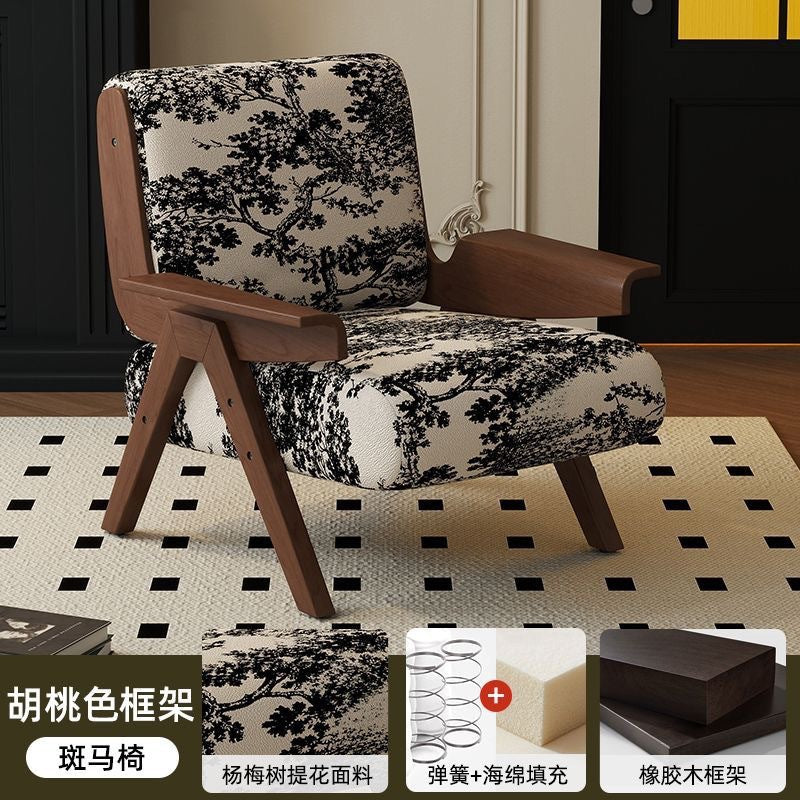 Single seater sofa chair french antique style solid wood lazy living room balcony casual chair zebra designer