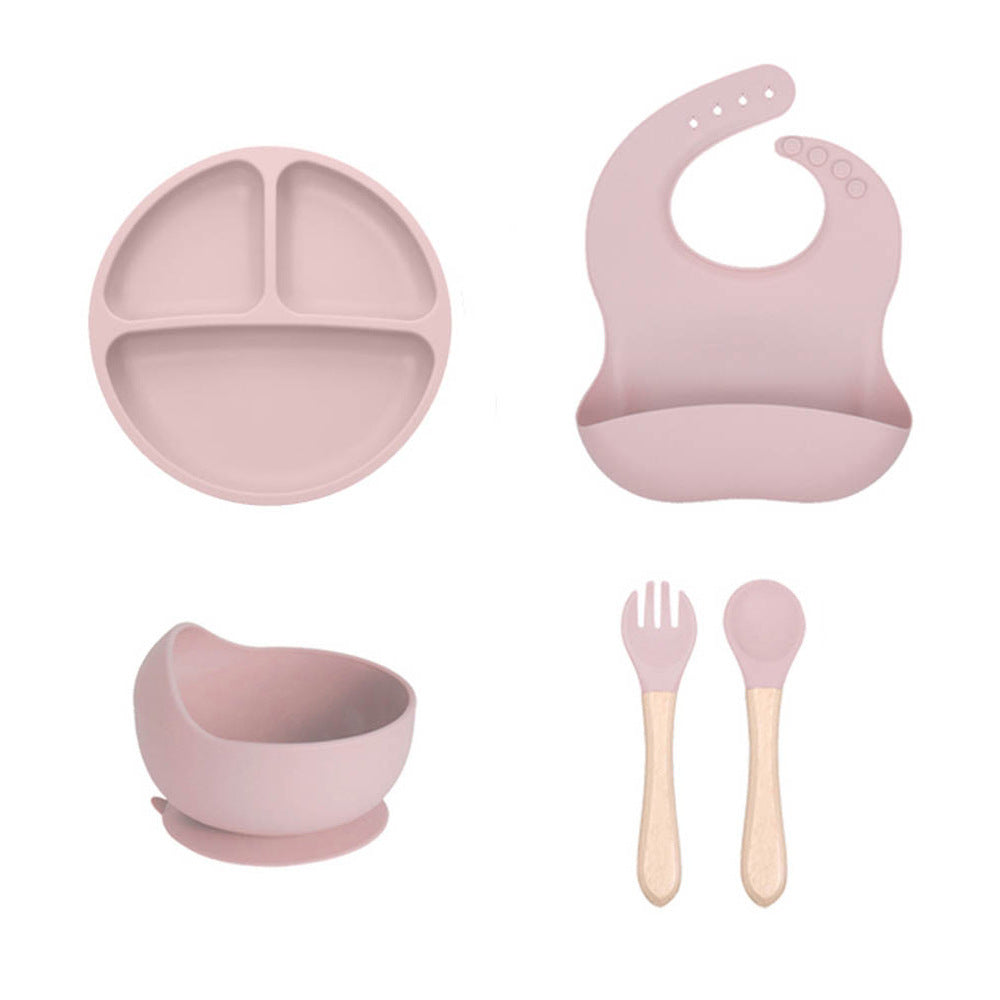 Cross-border children's silicone plate set Baby complementary food grid plate Love plate Maternal and infant feeding tableware set