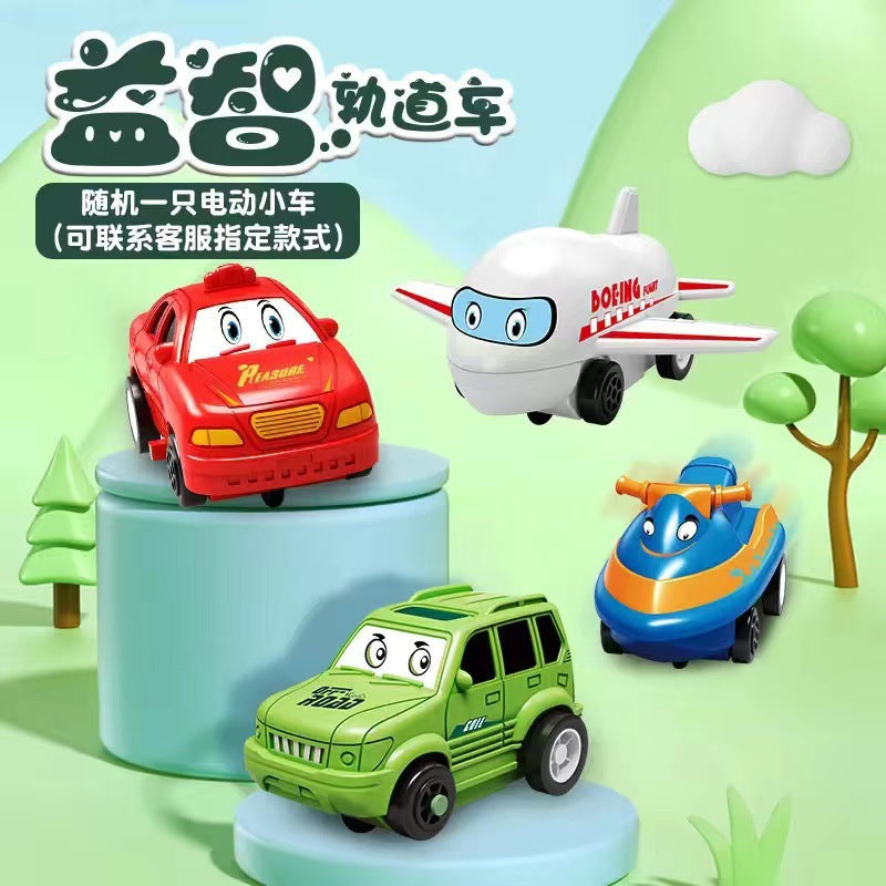 Diy children's educational track car set - multiple scene city map building electric puzzle track car