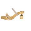 Summerplus sizemouth rhinestone high heel slippers 2026new arrival special-shaped heel cross-border fashion one-line sandals for women