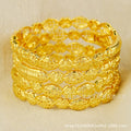 Wholesale middle eastern women's floral hollow-out design bangle dubai gold-plated luxury bracelet