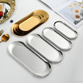 Korean style stainless steel oval tray - gold finish - bbq platter - creative restaurant nordic style dessert & pastry plate