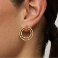 Amazon cross-border fashion minimalist commute double-clasp circle stud earrings - high-end double-layer women's earrings