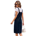 Fashion cross-border export  new arrivalretro wide shoulder strap front flap pocket pants side washed denim workwear suspender skirt