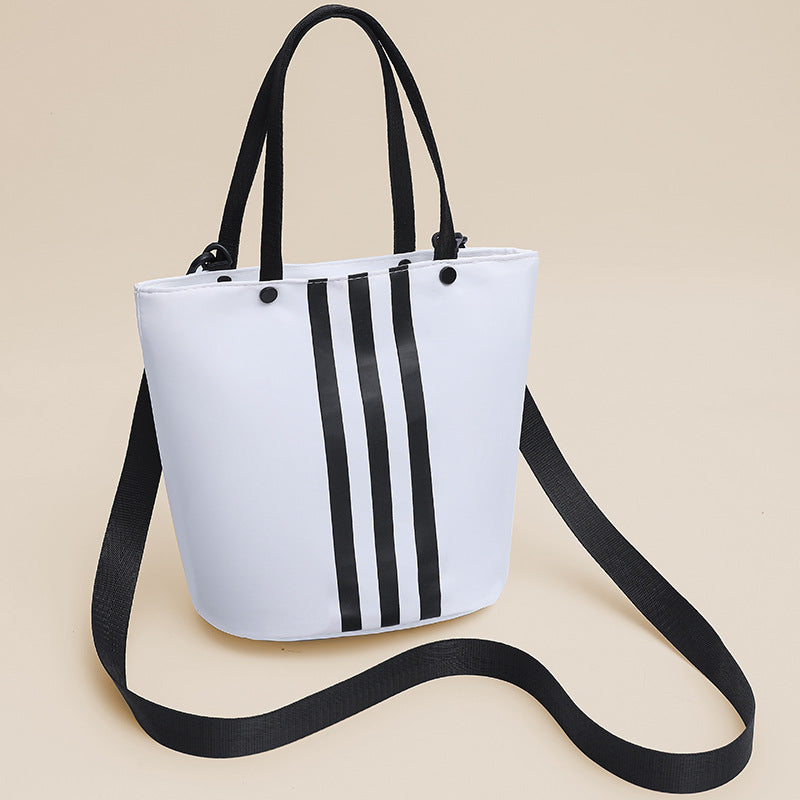 2025 new striped color block canvas bag - minimalist, large capacity crossbody, shoulder bag, tote bag - multifunctional women's bag