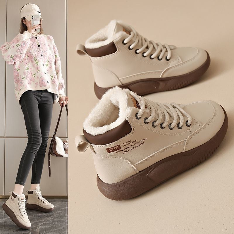 2025 women's winter collection: new trendy winter shoes - fleece-lined, extra thick cotton shoes, cold-weather warmth, casual chunky sole ankle boots