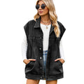 Fashion cross-border women's clothing  new independent station stylishflap pocket pantscasual washed denim vest waistcoat tops