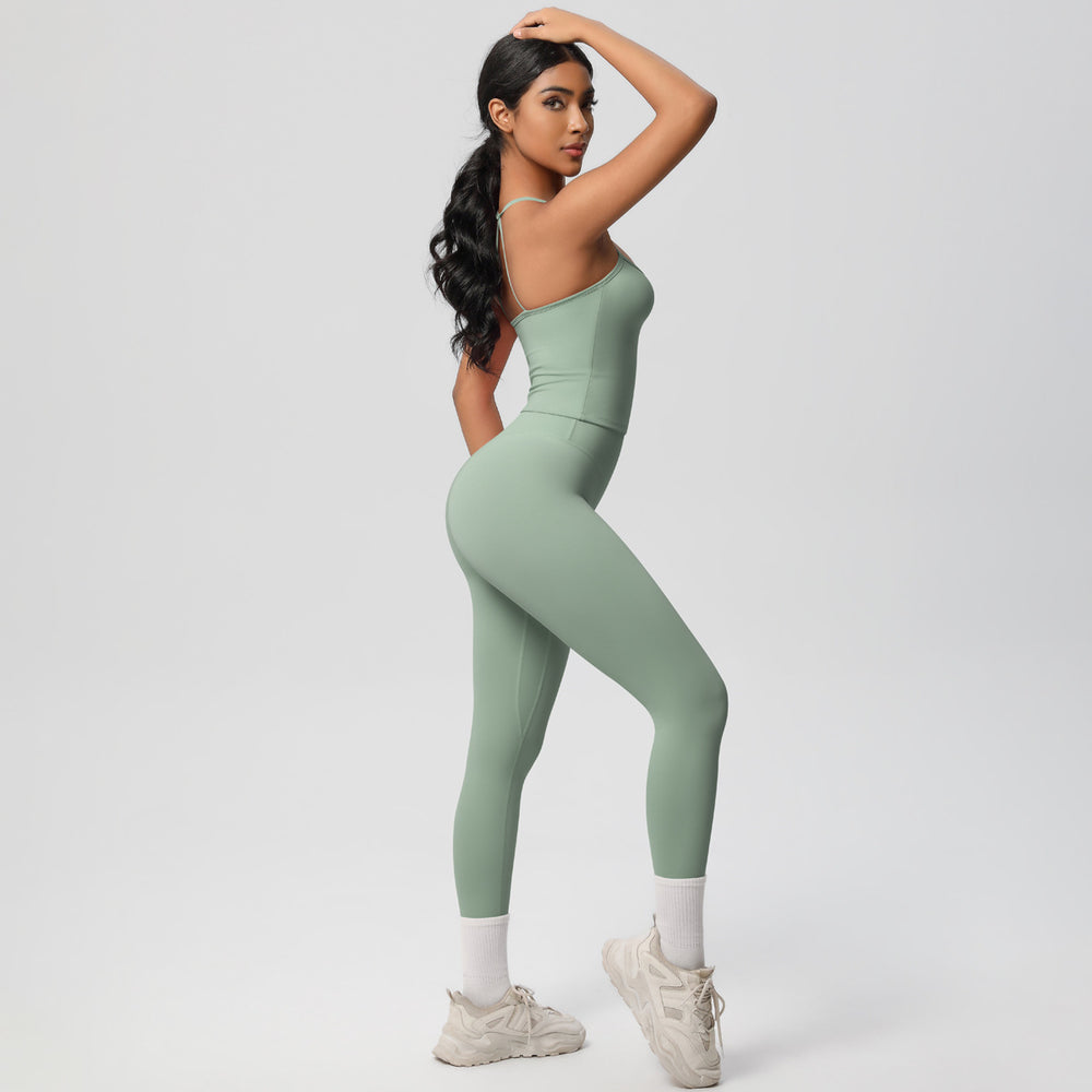 European and american nylon brushed quick-dry yoga outfit sexy backless tight sports bra set outdoor running fitness apparel