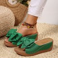 Southeast asia export wedge heel platform flip-flops women's cross-border plus size bow fish mouth beach sandals wish