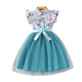 Girls' (toddler) dress, ruffle collar floral mesh dress with woven belt