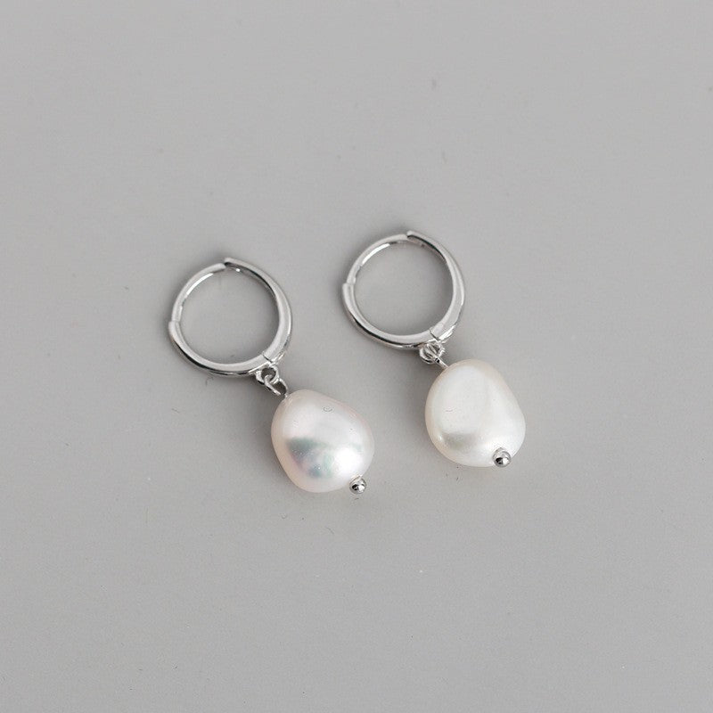 Irregular baroque freshwater pearl earrings for women, s925 sterling silver fashion pearl earrings - direct from the manufacturer