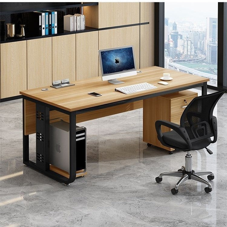 Single person office computer desk - minimalist modern office desk and chair set - home office desk - simple executive desk
