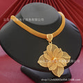 Middle eastern dubai indian luxury double layer four-leaf clover pendant necklace and earrings jewelry wedding party