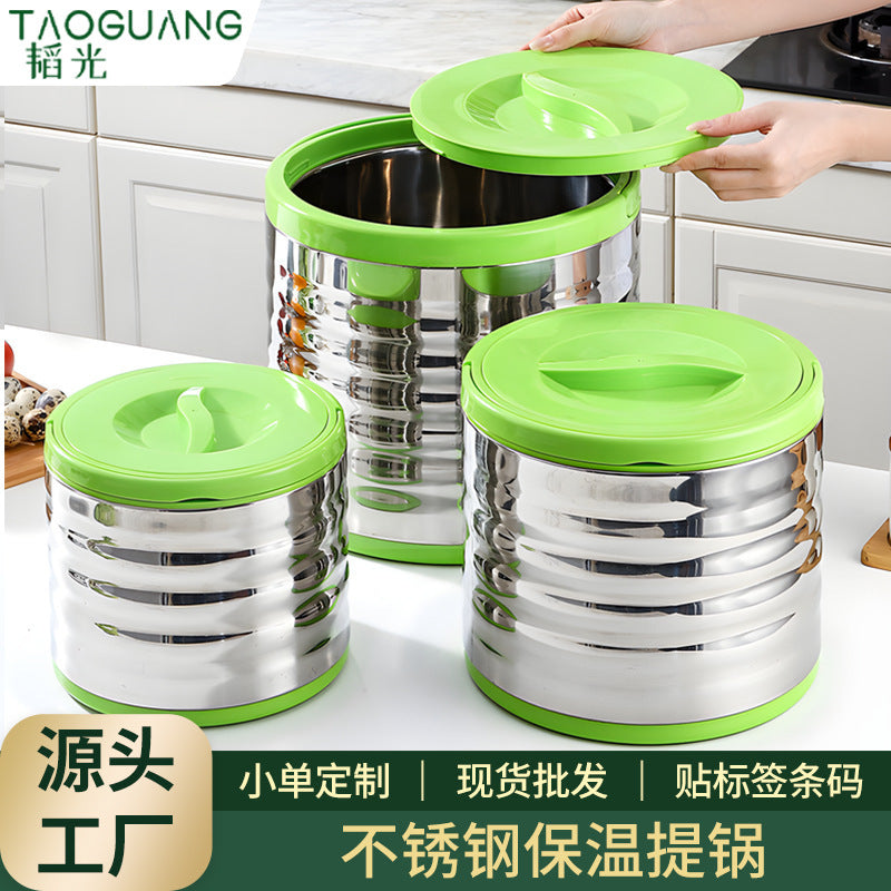 stainless steel thermal insulation pot suit office workers and students thermal insulation lunch box three-piece set food warmer rice bucket