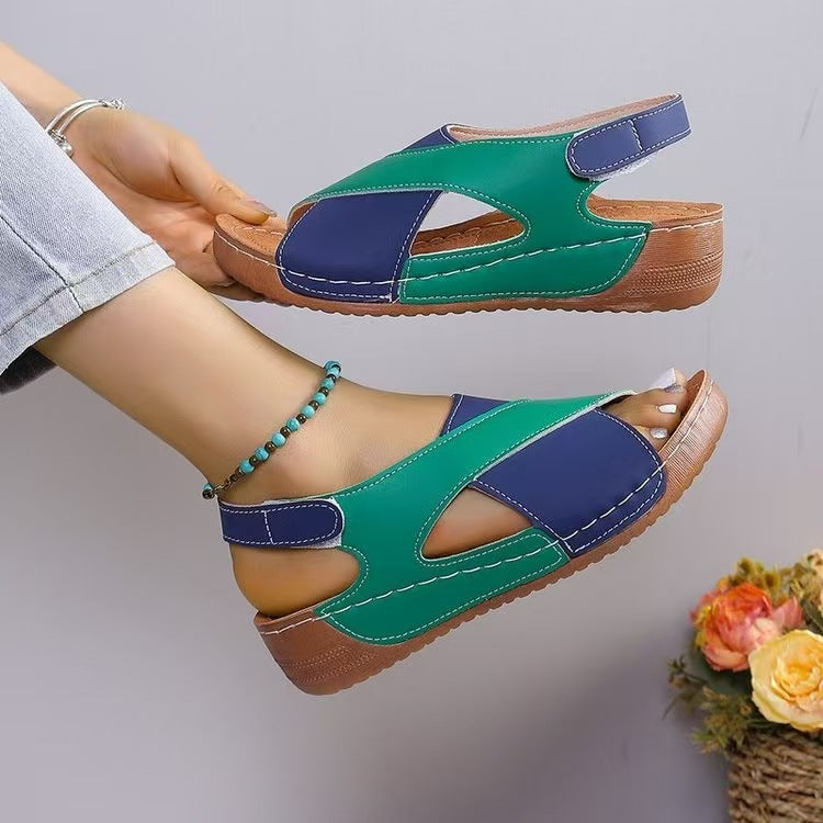 European and American  independent station breathable women's sandals color matching women's shoes 2024 new summer casual beach shoes slippers