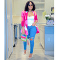 C6996 cross-border   independent station fashion women's long-sleeved printed blazer jacket
