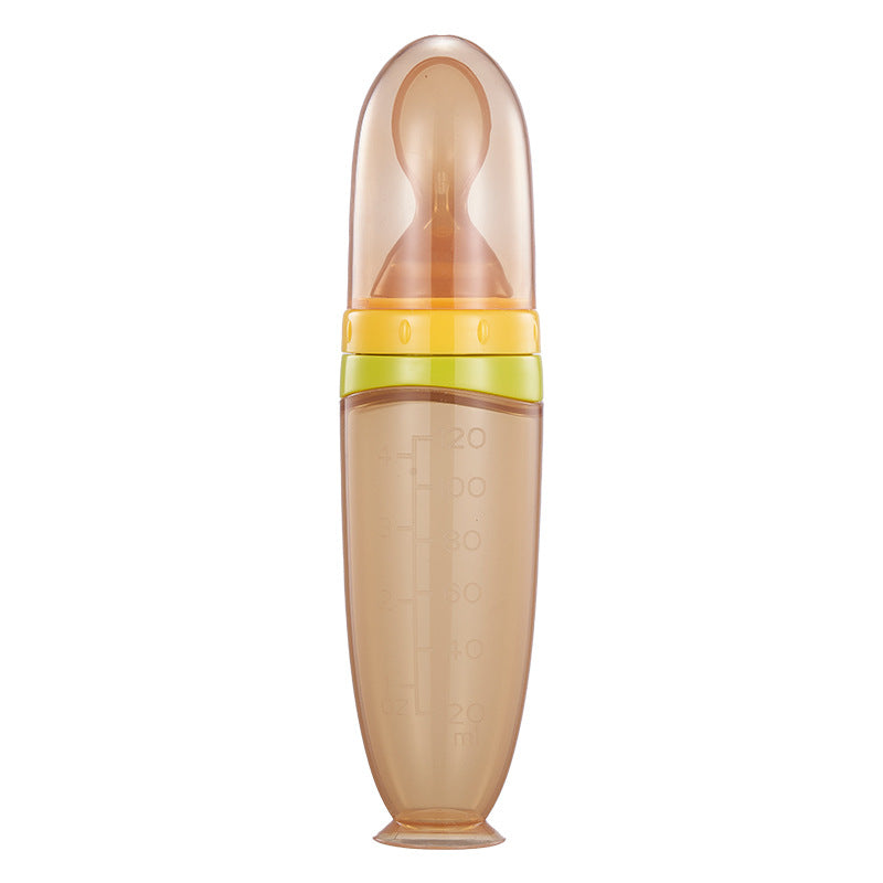 English card baby rice paste bottle 120ml extrusion feeding spoon full silicone suction cup rice paste spoon complementary food feeding
