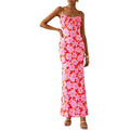 Amazon fashion elegancefloralsilm sleeveless dress women's  summer new beach suspender skirt