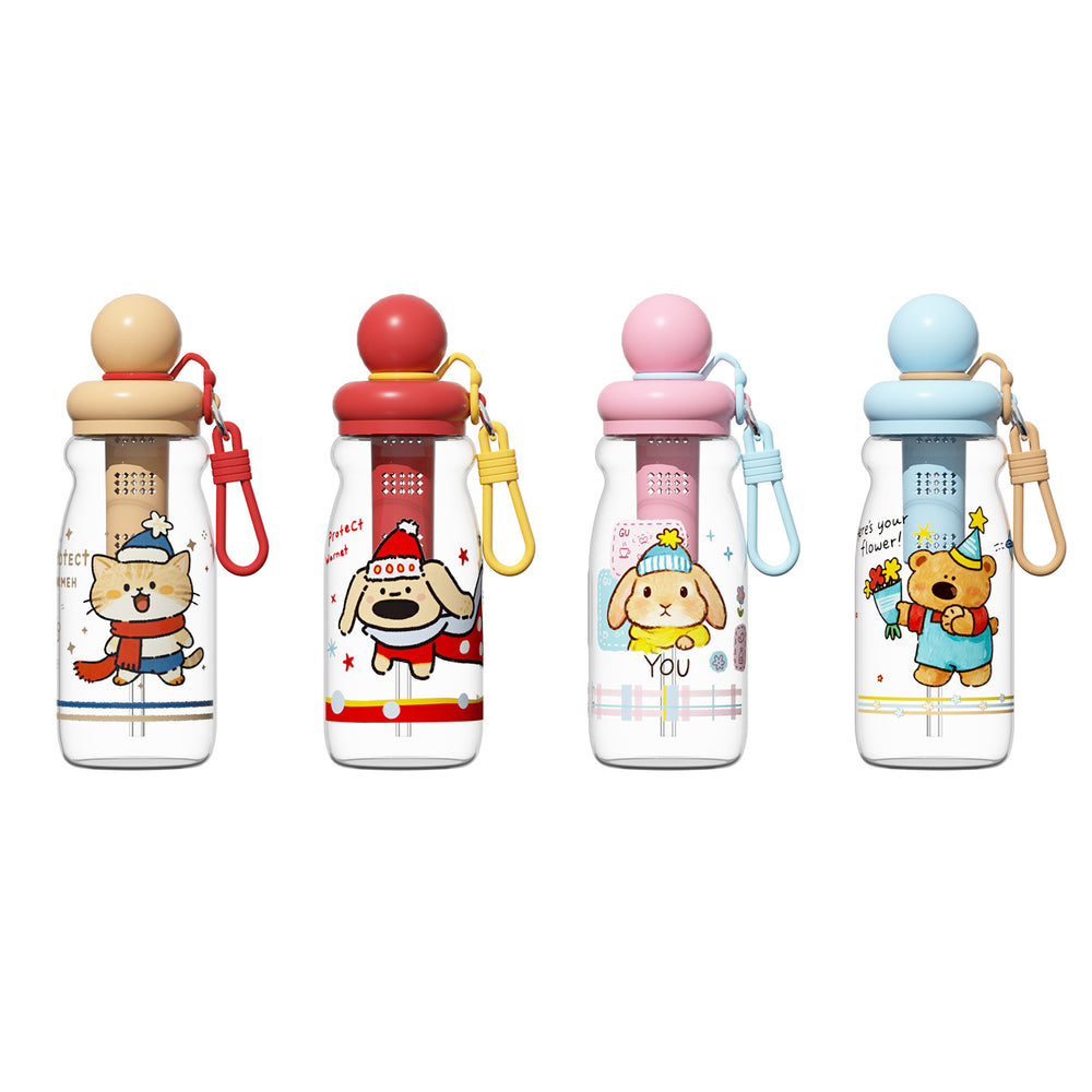 New arrival: stylish student plastic cup - dual-drink, portable, large capacity, cute cartoon design for kids and girls