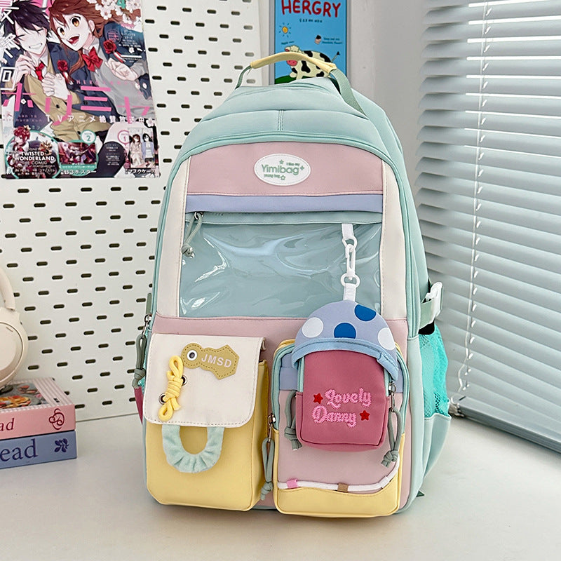 Cross-border high-value versatile large-capacity schoolbag female cute pain bag backpack junior high school girl high school student backpack