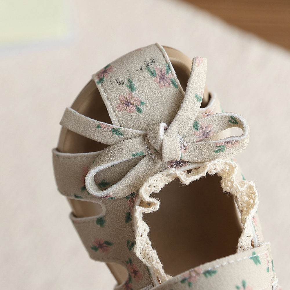 Girls' birkenstock sandals - new summer collection: kids' shoes with bow detail, floral print, open-toe beach sandals for toddlers and young children