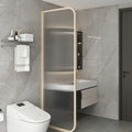 Minimalist chic bathroom tempered glass shower screen - water ripple design, wet & dry separation