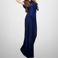 cross-border e-commerce women's fashion: european and american summer new arrivals - stylish solid color, cinched waist, pleated elegant evening gown dress