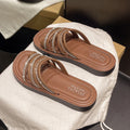 fashion wear-resistant flat sandals women's slippers comfortable rhinestone roman sandals female student beach slippers wholesale