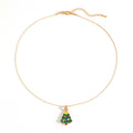 Christmas necklace wholesale: cross-border hot seller - fashionable enamel snowflake bell christmas tree pendant, simple and versatile necklace