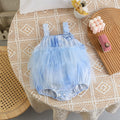 korean style baby girl summer princess romper dress - perfect for crawling, outdoor wear, and baby's first month celebration - includes mesh skirt detail