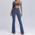 Fashion cross-border spring and summer yoga wear suit women's nude tight sportswear two-piece setcasual horn fitness wear