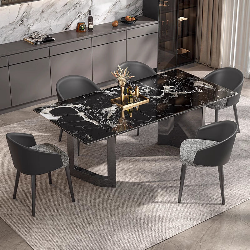 Foshan-made natural marble dining table, a touch of luxury for high-end villas and restaurants. rectangular, suitable for home use, and crafted from premium stone