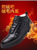 【genuine leather】winter fleece-lined wool leather cotton shoes men's high-top outdoor casual snow boots dad shoes