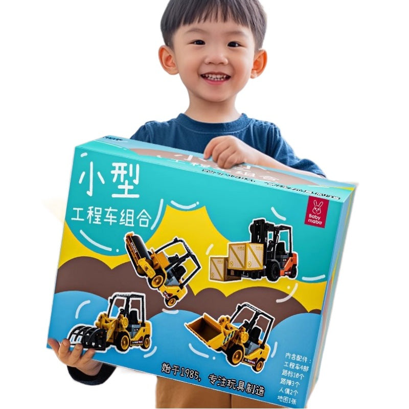 Kids' realistic inertia-powered construction vehicle model toys - excavator, dump truck, mixer truck, crane - perfect gift for boys