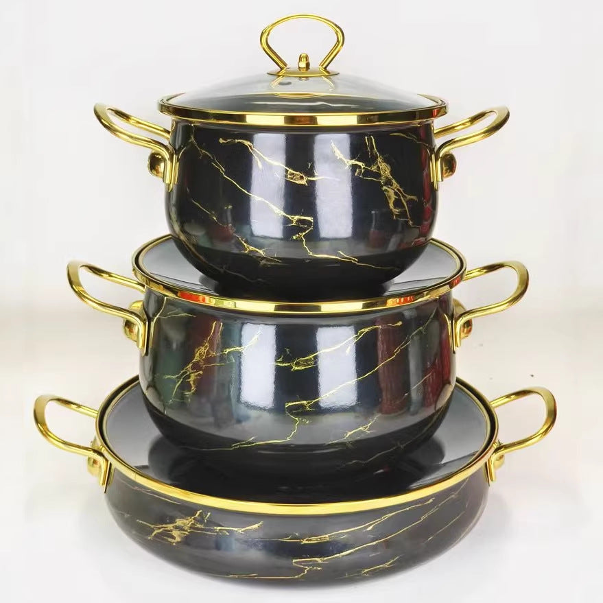 Factory direct sales cross-border hot selling thousands of charming flowers, birds and flowers enamel soup pot 20cm24cm30cm
