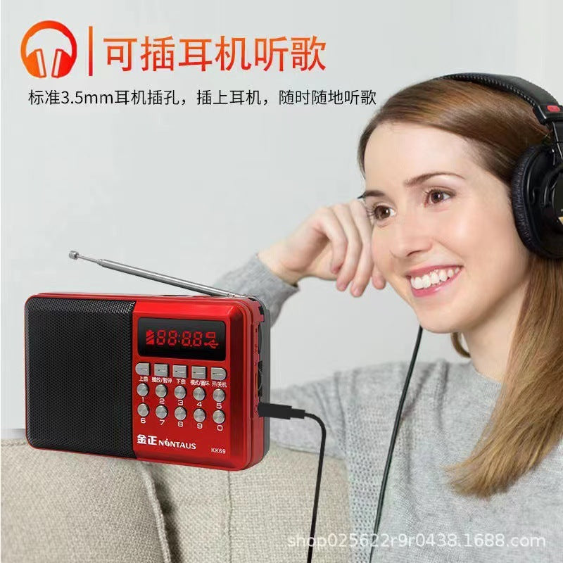 Jinzheng kk69bt bluetooth card-playing radio for seniors - fm radio, peking opera & storytelling player - portable & rechargeable