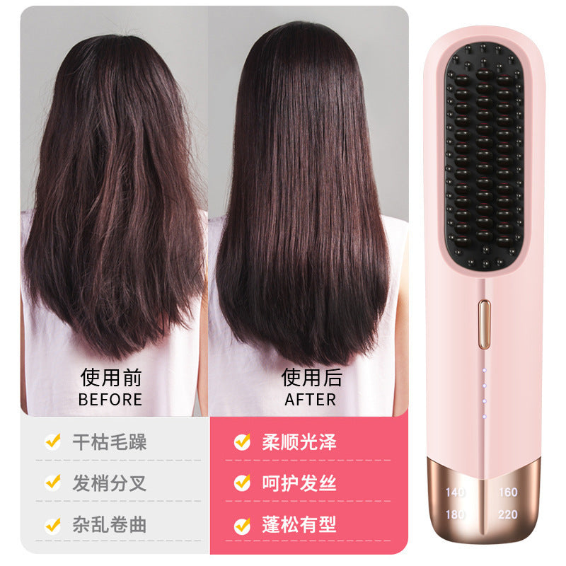 new wireless hair straightening comb - negative ion, damage-free, mini & portable electric hair straightener, hair straightening gadget