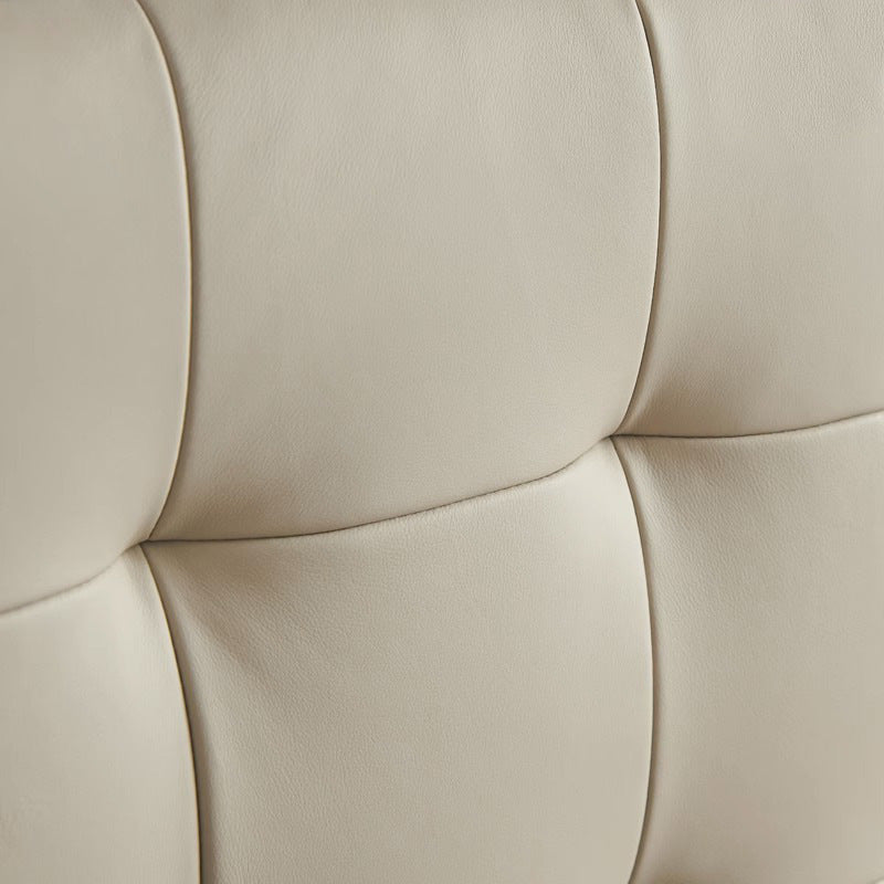 Waffle grids italian normcore genuine leather suspended bed popular cream style white soft bag classy master bedroom wedding bed