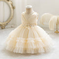 Exportnew arrival female flower girl evening dress tutu cake princess dress first birthday dress baby dress