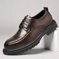 Genuine leather men's dress shoes - new business formal brogue style, british casual, black, for weddings and grooming
