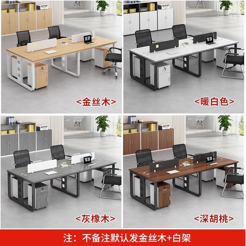 Minimalist office desk set for employees - available in 2, 4, and 6-seater configurations - includes desk and chair combination