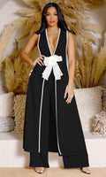 Hot-selling fashion european and american women's suit sexy camellia bow sleeveless long tank dress wide-leg pants set