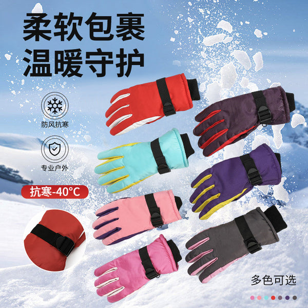 Winter warm gloves wholesale simple outdoor velvet ski gloves women's non-slip thickened motorcycle riding gloves