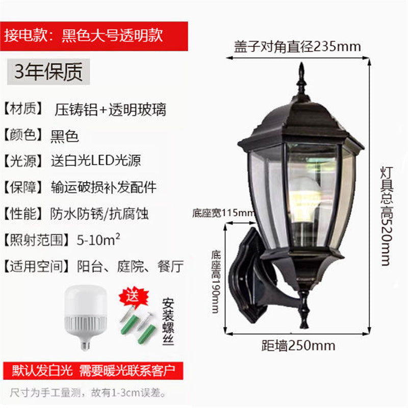 Outdoor wall light waterproof antique courtyard lamp european style outdoor villa pillar wall lamp luxury hexagonal wall sconce - hardwired